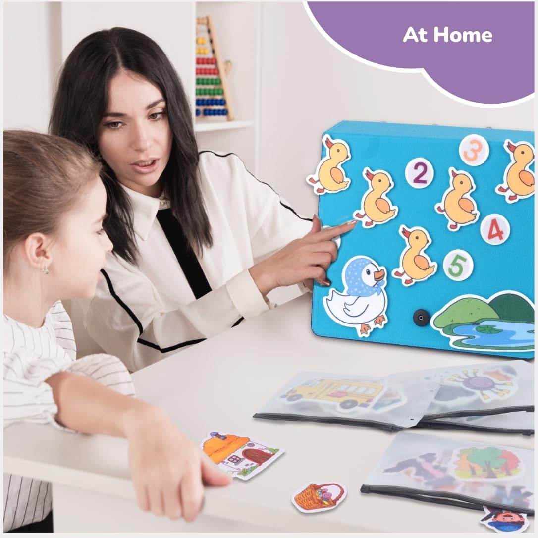 CHEFAN 16 Pack Felt Board Stories Set,Flannel Board Stories with a Felt Storage Binder for Preschool Activities,Included 5 Little Ducks,Wheels On Bus,Three Little Pigs and Little Red Riding Hood