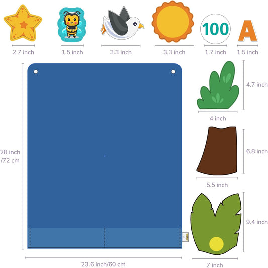 CHEFAN Felt Letter and Number Tree, Coconut Tree Alphabet Game, Felt Story Board Set for Early Education Storytelling, Felt Board for Wall Teaching Home Classroom Play