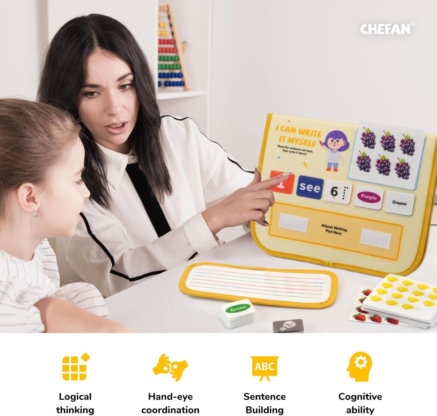 CHEFAN Sentence Building for Kids,Speech Therapy Learn to Read,Sight Word Games,Sentence Building Games Special Education for Preschool Kindergarten Classroom