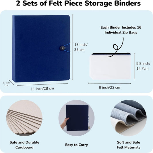 CHEFAN Felt Board for Toddlers, 2 Pack Multi-Functional Felt Pieces Storage Binders, Flannel Stories Board, Freestanding Felt Story Learning Board and Storage Bag for Preschool, Teacher