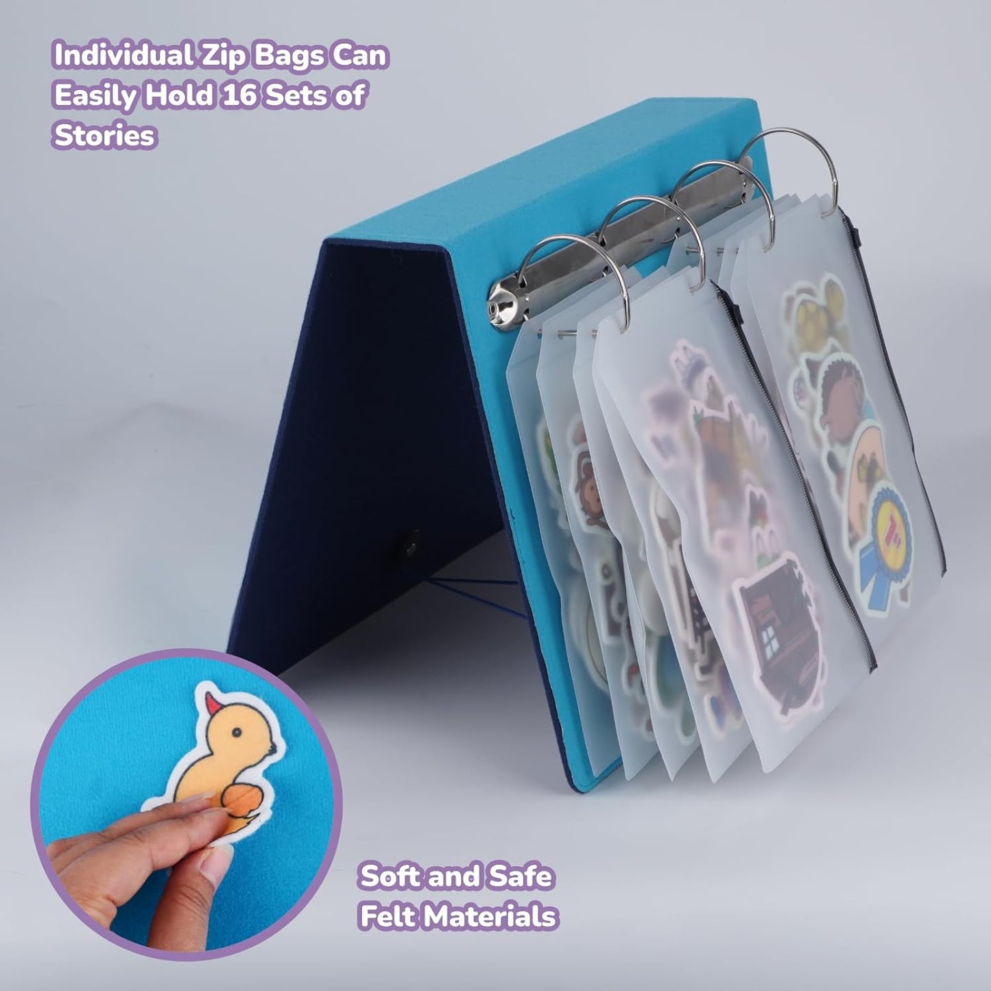 CHEFAN 16 Pack Felt Board Stories Set,Flannel Board Stories with a Felt Storage Binder for Preschool Activities,Included 5 Little Ducks,Wheels On Bus,Three Little Pigs and Little Red Riding Hood