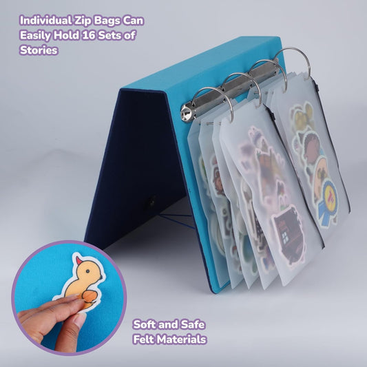 CHEFAN 16 Pack Felt Board Stories Set,Flannel Board Stories with a Felt Storage Binder for Preschool Activities,Included 5 Little Ducks,Wheels On Bus,Three Little Pigs and Little Red Riding Hood