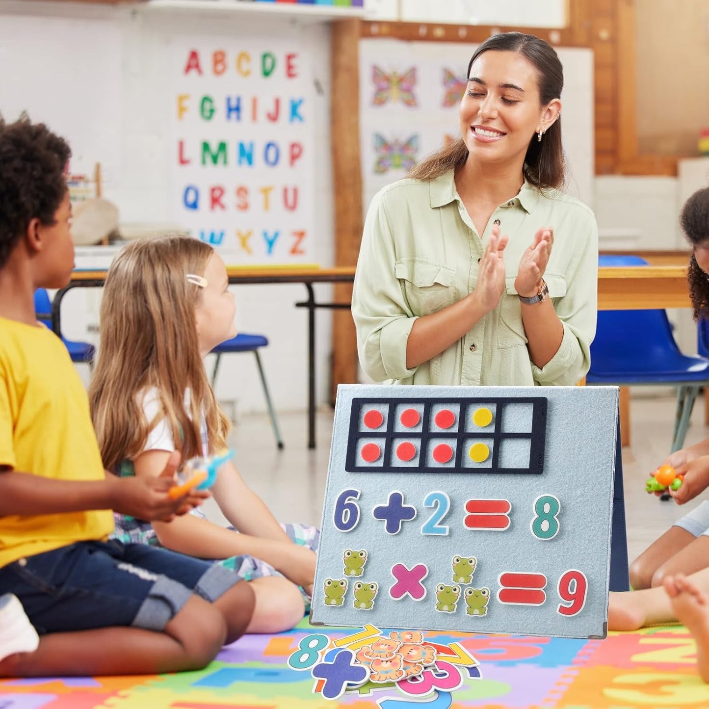 CHEFAN Felt Ten-Frame Set Math Manipulative Counter for Elementary, Numbers Learning Counting Toy for Kids, Montoessori Math Educational Game, 2 Ten Frames & 162PCS for Kindergarten, 3+ Years Old