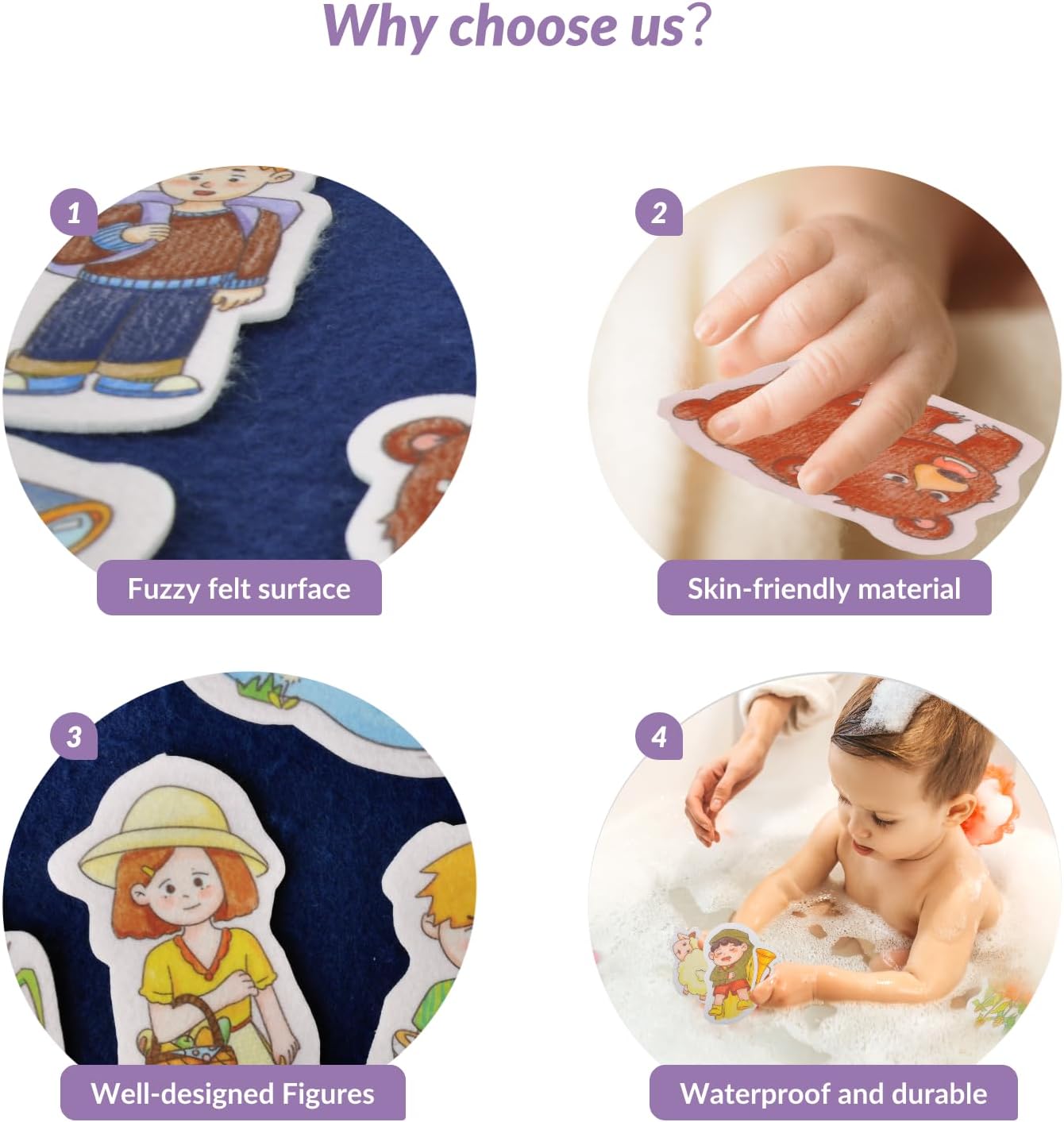CHEFAN Felt/Flannel Board Story Set of 4, PRECUT Felt Pieces for Preschool Toddlers Circle Time,We are Going On A Bear Hunt, Mary Had A Little Lamb, Little Bo-Peep, Little Boy Blue