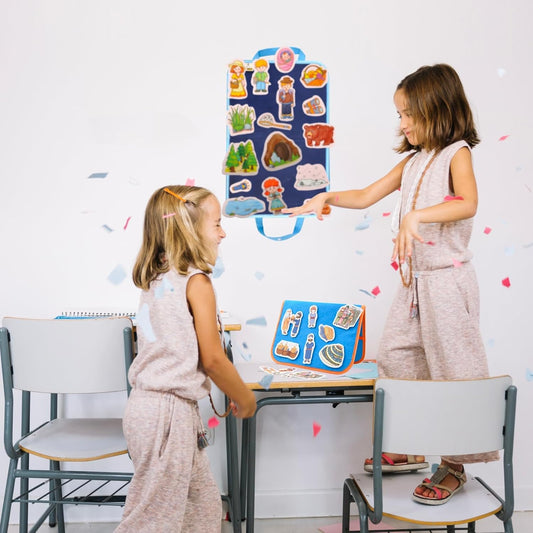 CHEFAN 2 Pack Felt Board for Kids, Portable Travel Storyboard, Preschool Activity Play Kits, Board Only, Blue & Green