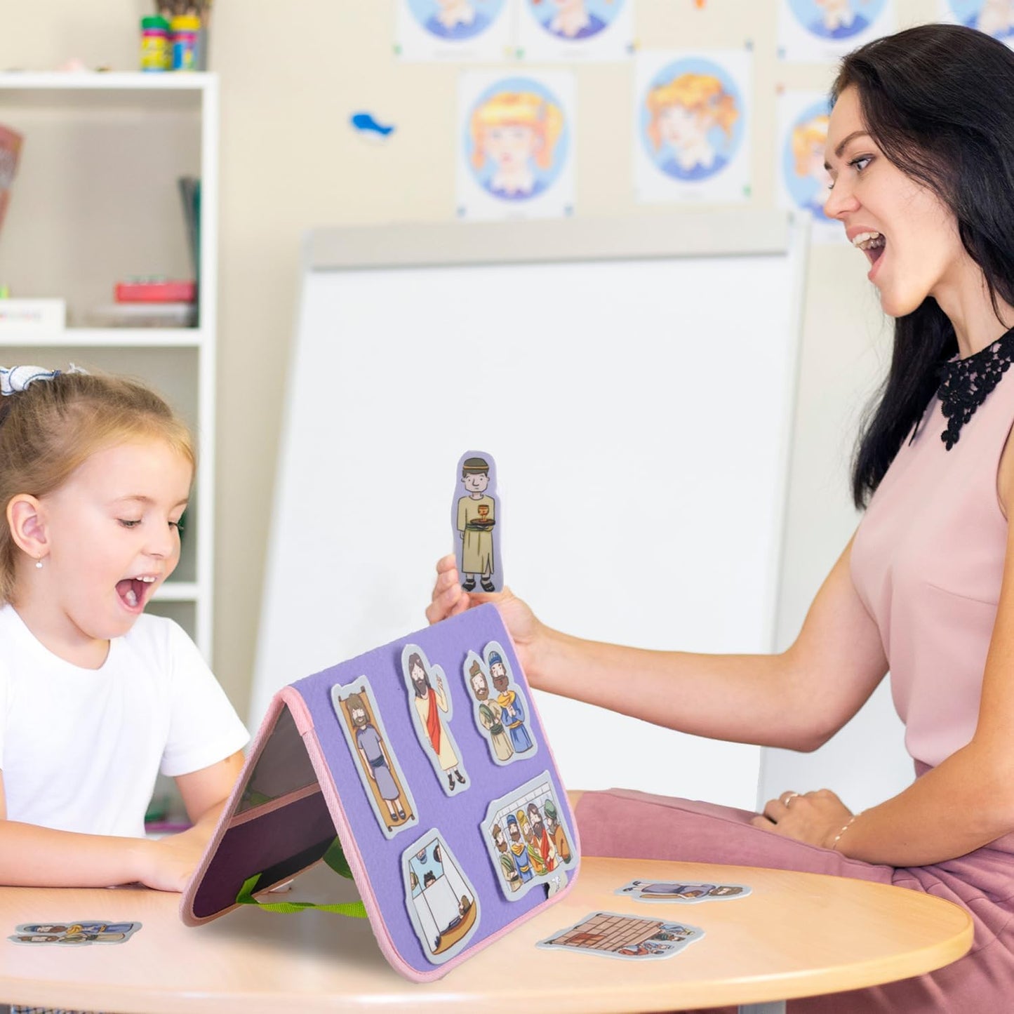 CHEFAN Felt/Flannel Board Story Set of 4,PRECUT Felt Pieces for Preschool Toddlers Circle Time,Bible Story,Jesus Heals A Paralytic,The Transfiguration,Conversion of Cornelius,Turns Water into Wine