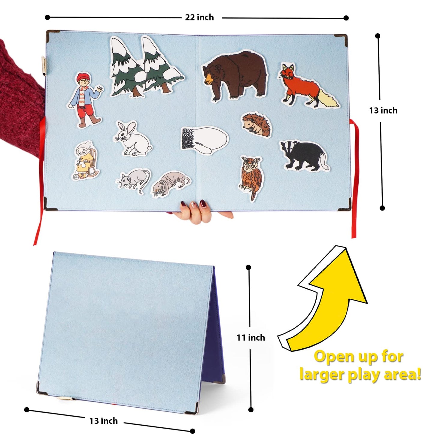 CHEFAN Foldable Felt Board for Toddlers 22 x 13 FreeStanding Flannel Board for Kids as Learning Board for Preschool Classroom and Daycare | Use with Felt Set Felt Book as Story Telling Board