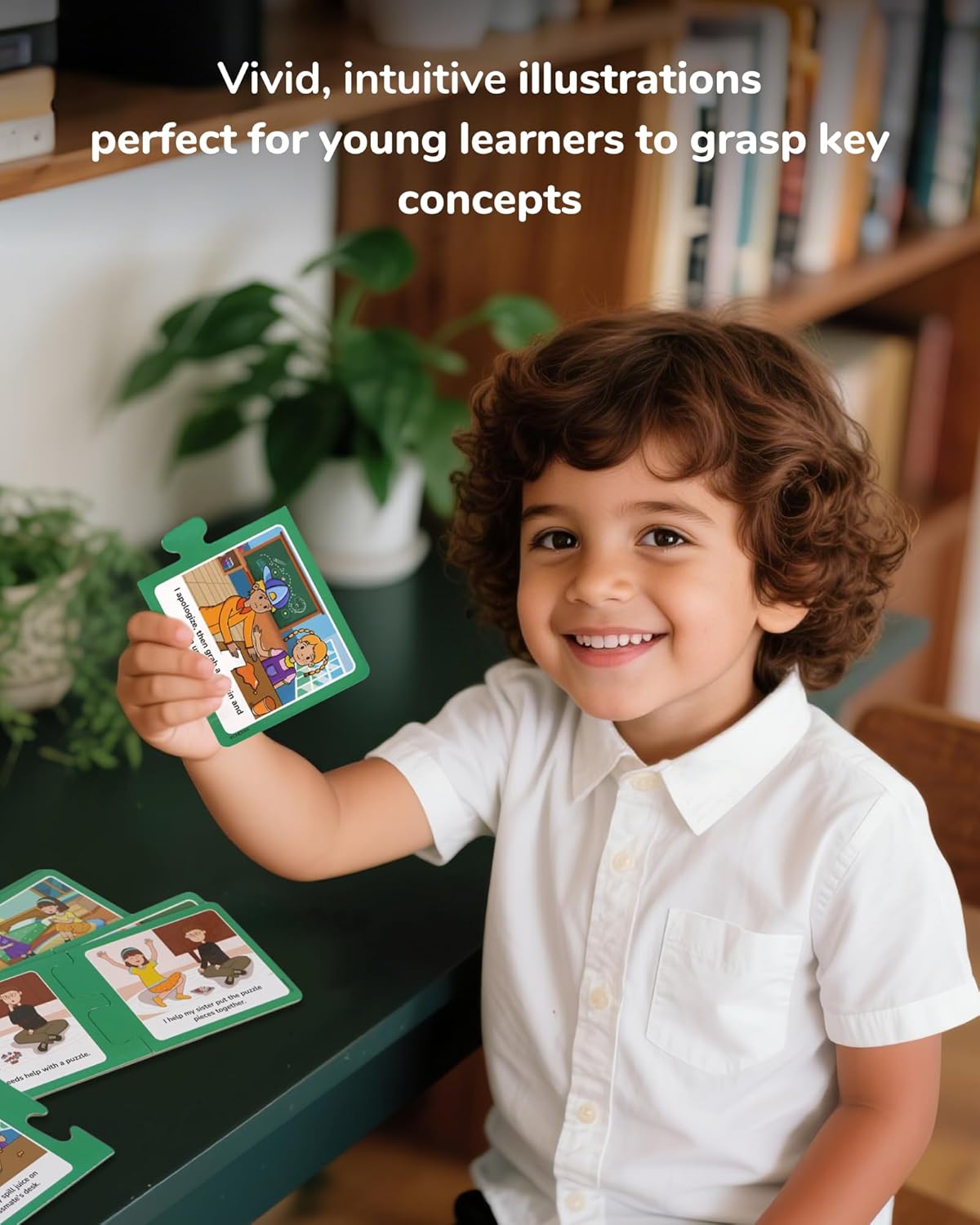 CHEFAN Social Emotional Learning Match-Up Puzzles, Building Relationships Game Set, 20 Self-Correcting Cards for Kids, Ages 3+