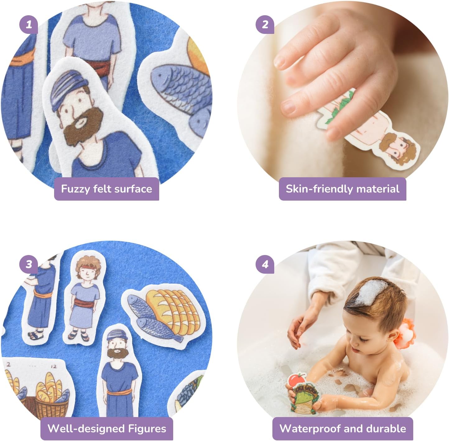 CHEFAN 12 Pack Felt Board Bible Stories Set,Flannel Board Stories with a Foldable Board for Preschool Activities,Included Adam&Eve,The Lost Coin and Jesus Turns Water into Wine