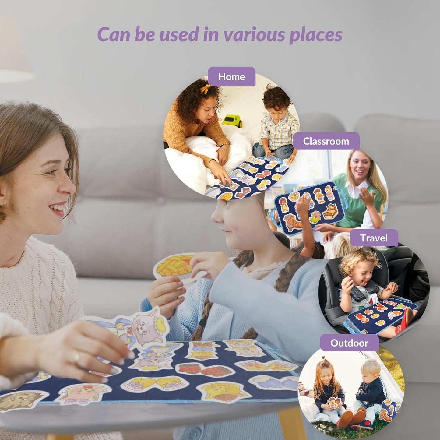 CHEFAN Felt/Flannel Board Story Set of 4,PRECUT Felt Pieces for Preschool Toddlers Circle Time,Three Little Kittens,Old Woman Who Lived in Shoe,Little Miss Muffet,Jack and Jill