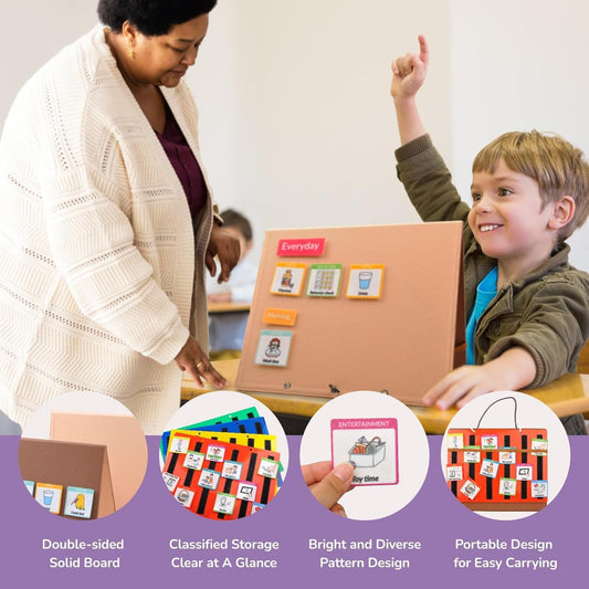 CHEFAN Visual Schedule for Kids Chore Chart, 3 in 1 Daily Schedule Board for Toddlers with 172 Cards, Morning Bedtime Routine Chart Communication Cards Autism Learning Materials for Home School