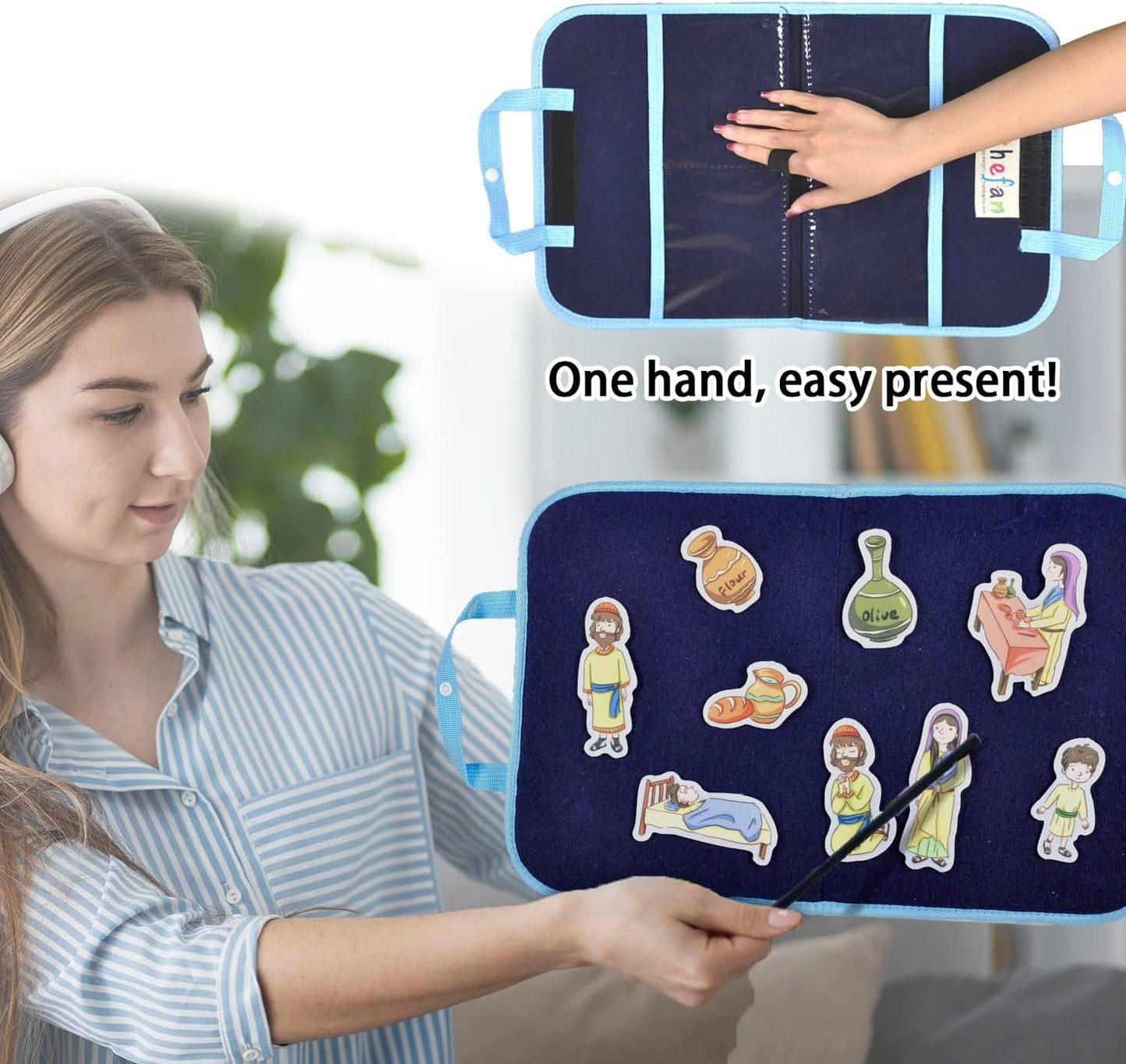 CHEFAN 4 Pack Felt Board Bible Stories Set, Flannel Board Stories Elijah and The Widow|Samson and Delilah|Joshua and The Battle of Jericho|Tower of Babel, Precut Flannel Graph Bible Toys for Kids…