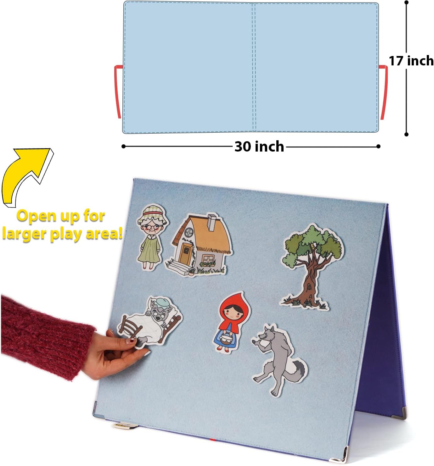 CHEFAN Foldable Felt Board for Toddlers FreeStanding Flannel Board for Kids as Learning Board for Preschool Classroom and Daycare | Use with Felt Set Felt Book as Story Telling Board | Blue Large
