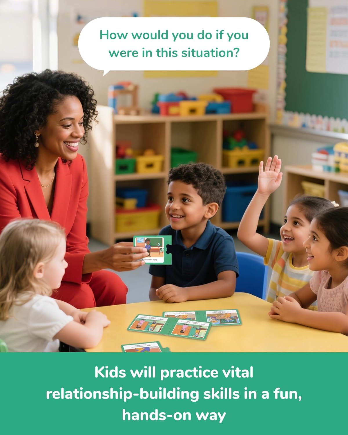 CHEFAN Social Emotional Learning Match-Up Puzzles, Building Relationships Game Set, 20 Self-Correcting Cards for Kids, Ages 3+