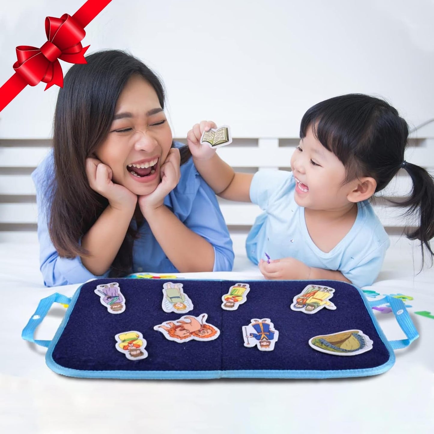 CHEFAN 4 Pack Felt Board Bible Stories Set, Flannel Board Stories Wisdom of Solomon|Jonathan and His Armor Bearer|Daniel and The Lions Den|Isaac and Rebekah,Precut Flannel Graph Bible Toys for Kids