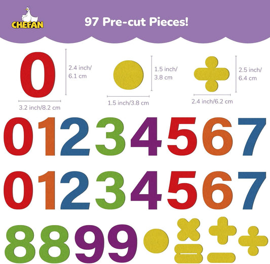 CHEFAN Felt Numbers for Kids, Felt Board Pieces, Precut Felt Story Pieces, Felt Figures, Number Learning Toy for Learning Counting, Math Counters for Preschool Kindergarten