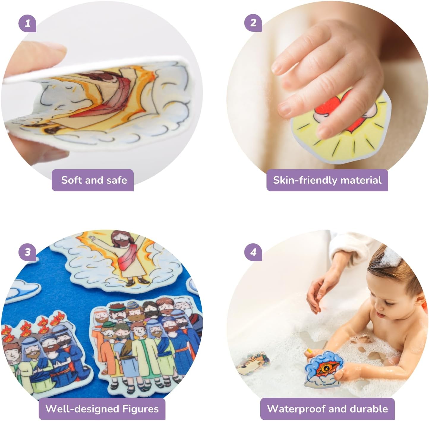 CHEFAN 4 Pack Felt Board Bible Stories Set, Flannel Board Stories, Nativity Flannel Graph Bible Toy for Kids, Include Jesus Resurrection, Ascension and Pentecost, Paul's Conversion, Prophet Isaiah