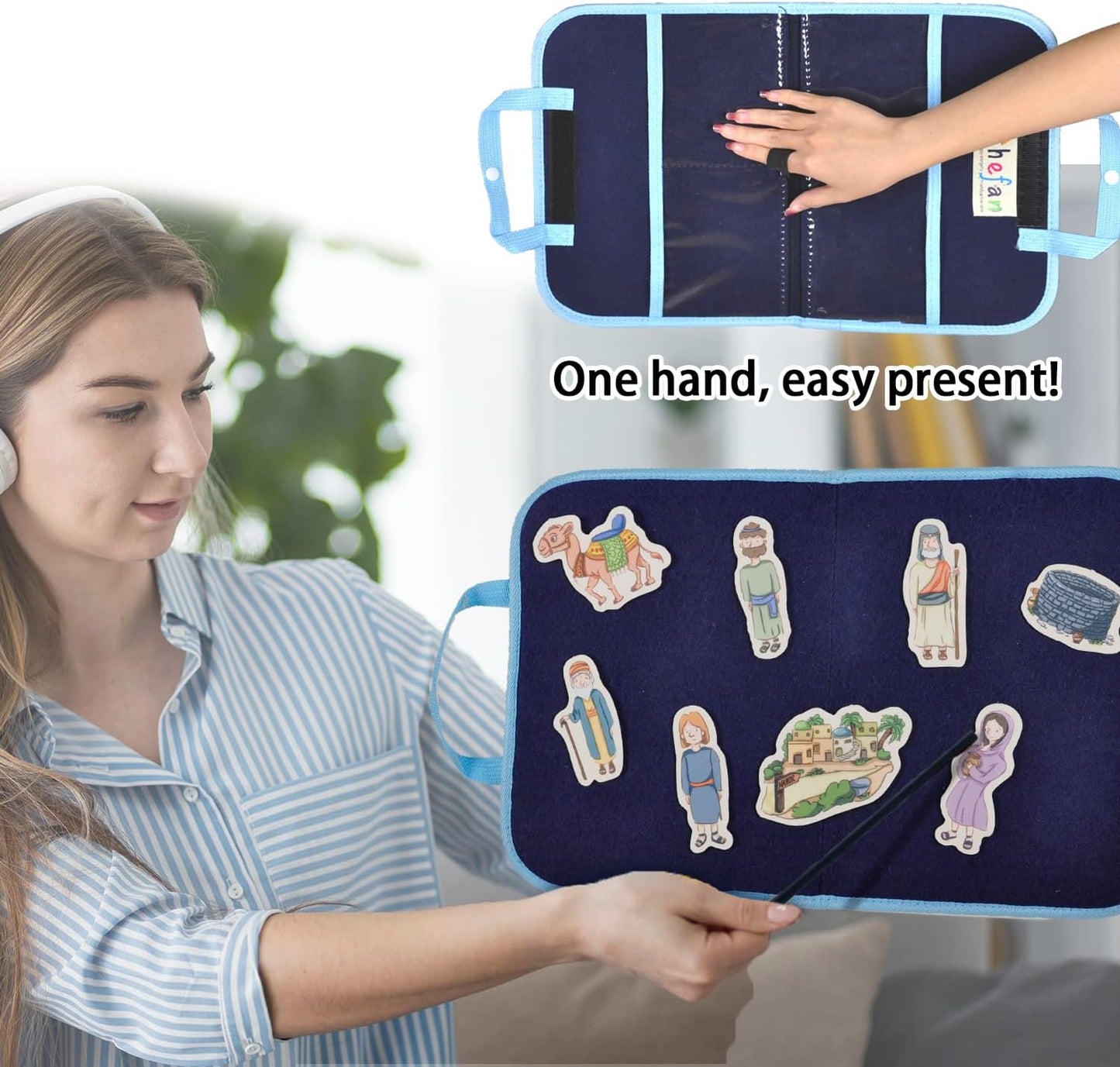 CHEFAN 4 Pack Felt Board Bible Stories Set, Flannel Board Stories Wisdom of Solomon|Jonathan and His Armor Bearer|Daniel and The Lions Den|Isaac and Rebekah,Precut Flannel Graph Bible Toys for Kids