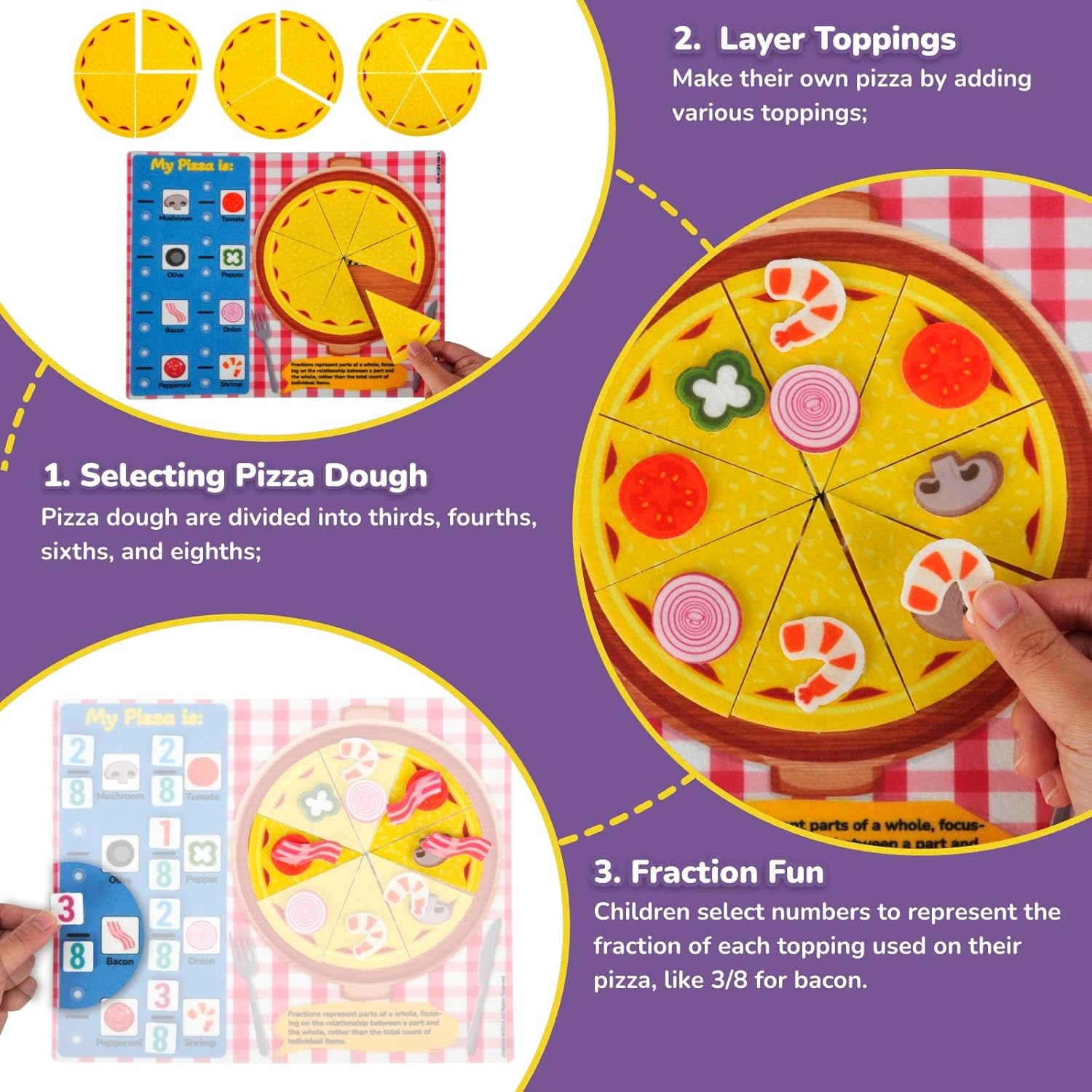 CHEFAN Fraction Tiles & Circles Activity Set, Fraction Educational Puzzle for Kids, Math Manipulatives for Elementary School Classroom Educational Kit