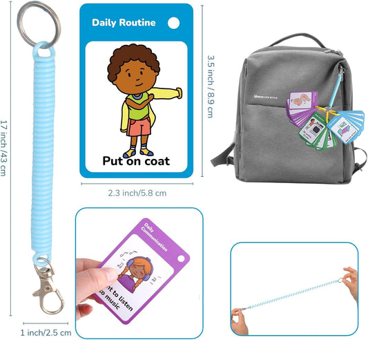 CHEFAN 110 PCS Autism Communication Cards for Speech Delay, Special Needs Visual Aid Language Learning Cue Cards Special Ed Feelings Emotions Flash Cards for Autism Communication