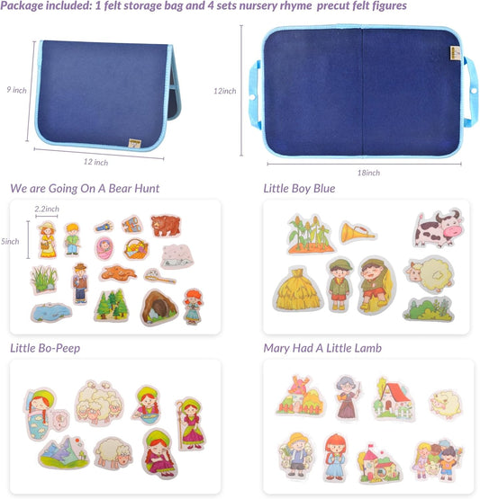 CHEFAN Felt/Flannel Board Story Set of 4, PRECUT Felt Pieces for Preschool Toddlers Circle Time,We are Going On A Bear Hunt, Mary Had A Little Lamb, Little Bo-Peep, Little Boy Blue