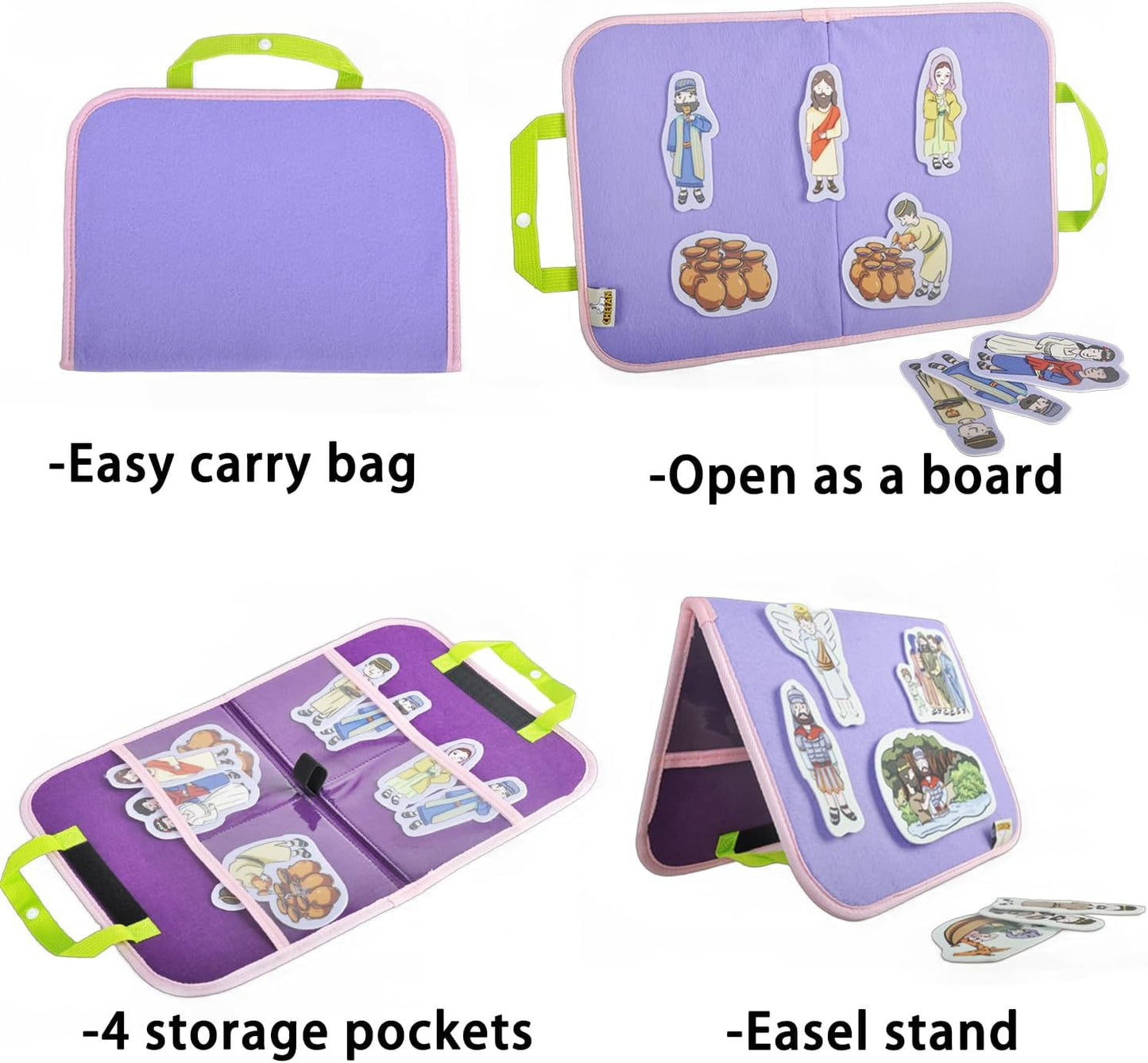 CHEFAN Felt/Flannel Board Story Set of 4,PRECUT Felt Pieces for Preschool Toddlers Circle Time,Bible Story,Jesus Heals A Paralytic,The Transfiguration,Conversion of Cornelius,Turns Water into Wine