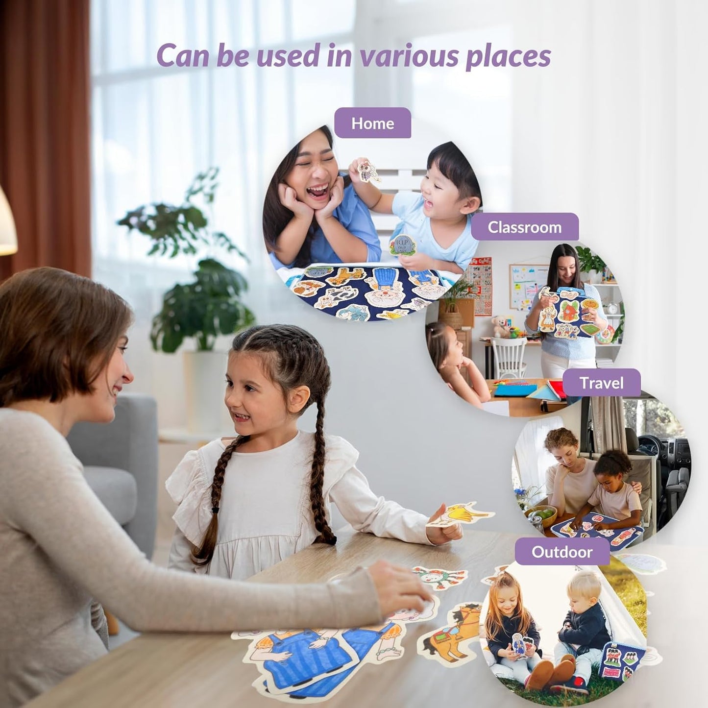 CHEFAN Felt/Flannel Board Story Set of 4, PRECUT Felt Pieces for Preschool Toddlers Circle Time,Old Lady Who Swallowed a Fly,The Grand Old Duke of York,Three Blind Mice