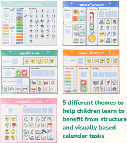 CHEFAN Kids Calendar for Learning,My First Daily Calendar for Kids,All About Today Board,Days of The Week Calendar for Kids,Preschool Classroom Calendar Circle Time Calendar-Today, Monthly and Weather