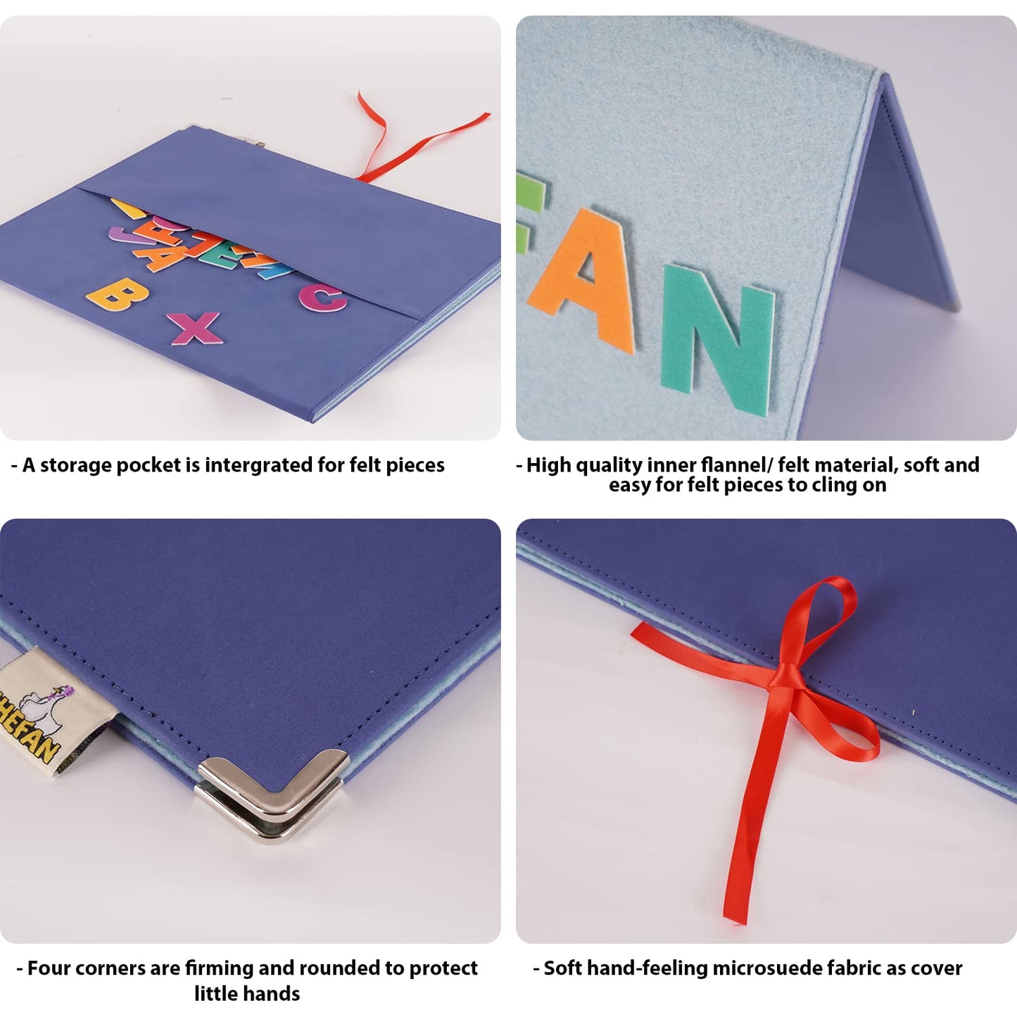 CHEFAN Foldable Felt Board for Toddlers 22 x 13 FreeStanding Flannel Board for Kids as Learning Board for Preschool Classroom and Daycare | Use with Felt Set Felt Book as Story Telling Board