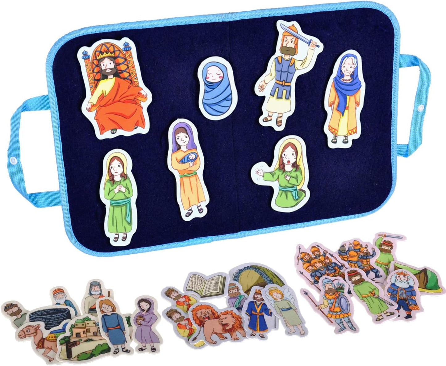 CHEFAN 4 Pack Felt Board Bible Stories Set, Flannel Board Stories Wisdom of Solomon|Jonathan and His Armor Bearer|Daniel and The Lions Den|Isaac and Rebekah,Precut Flannel Graph Bible Toys for Kids