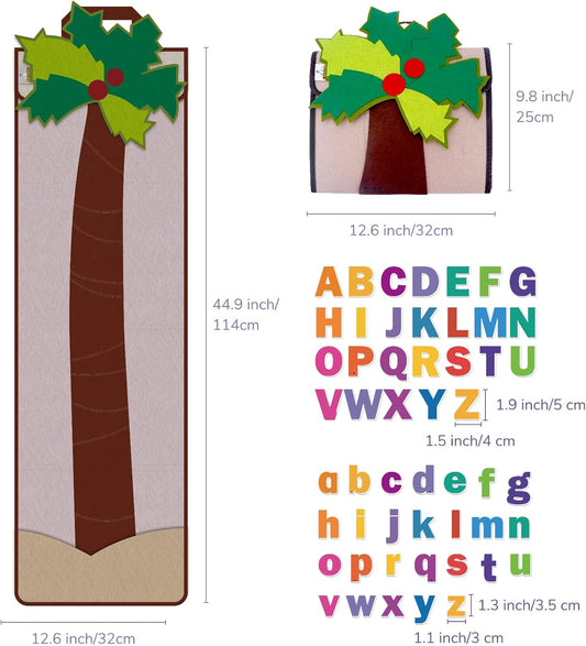 CHEFAN Felt Letter Tree, Coconut Tree Alphabet Bag for Early Education Storytelling, Felt Story Board Set Props from The Childhood Favorite Book, Felt Board for Wall Teaching Home Classroom Play