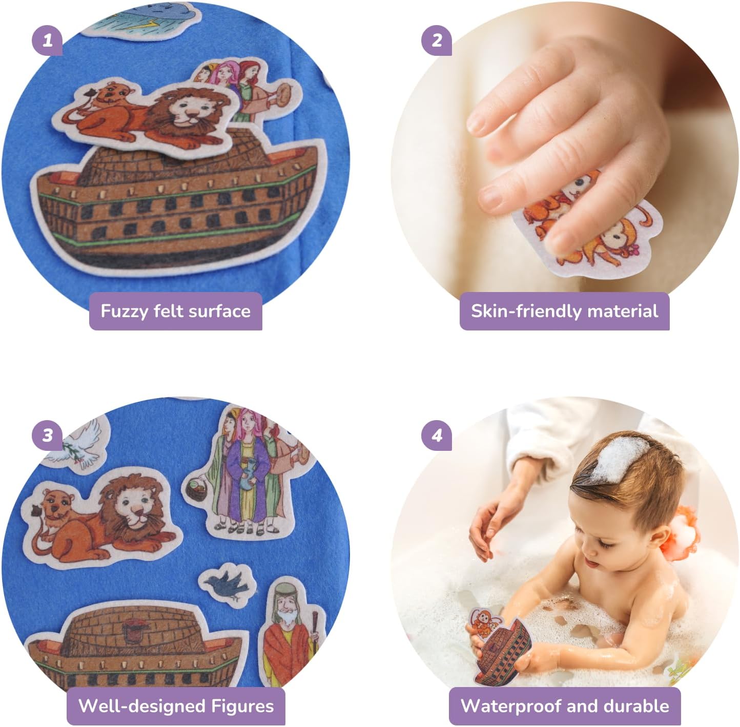 CHEFAN 12 Pack Felt Board Bible Stories Set,Flannel Board Stories with a Foldable Board for Preschool Activities,Included Noah's Ark,Elijah&The Widow and Wisdom of Solomon