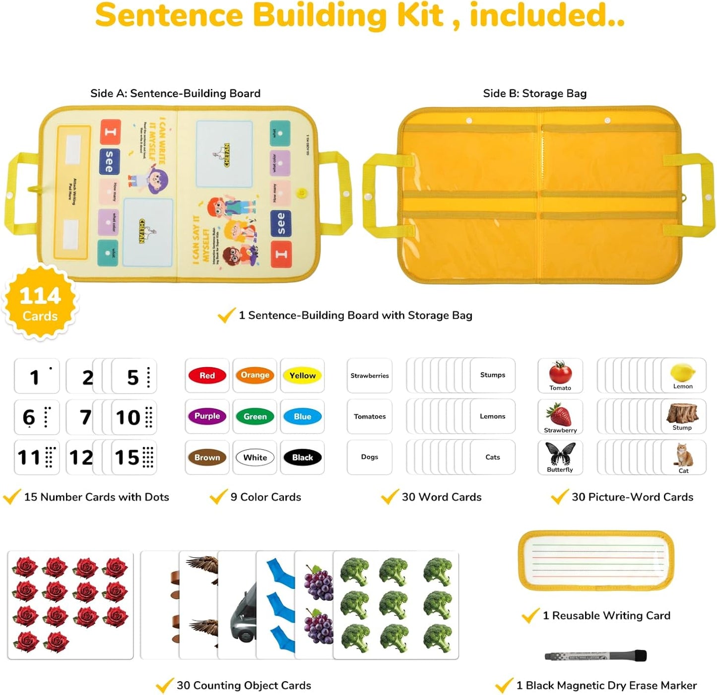 CHEFAN Sentence Building for Kids,Speech Therapy Learn to Read,Sight Word Games,Sentence Building Games Special Education for Preschool Kindergarten Classroom