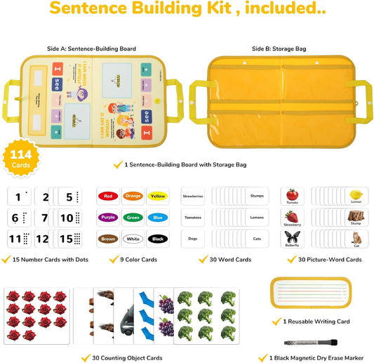 CHEFAN Sentence Building for Kids,Speech Therapy Learn to Read,Sight Word Games,Sentence Building Games Special Education for Preschool Kindergarten Classroom