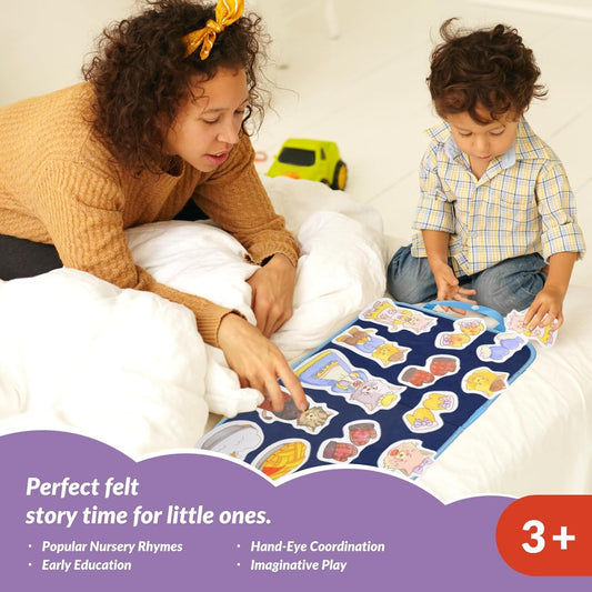 CHEFAN Felt/Flannel Board Story Set of 4,PRECUT Felt Pieces for Preschool Toddlers Circle Time,Three Little Kittens,Old Woman Who Lived in Shoe,Little Miss Muffet,Jack and Jill