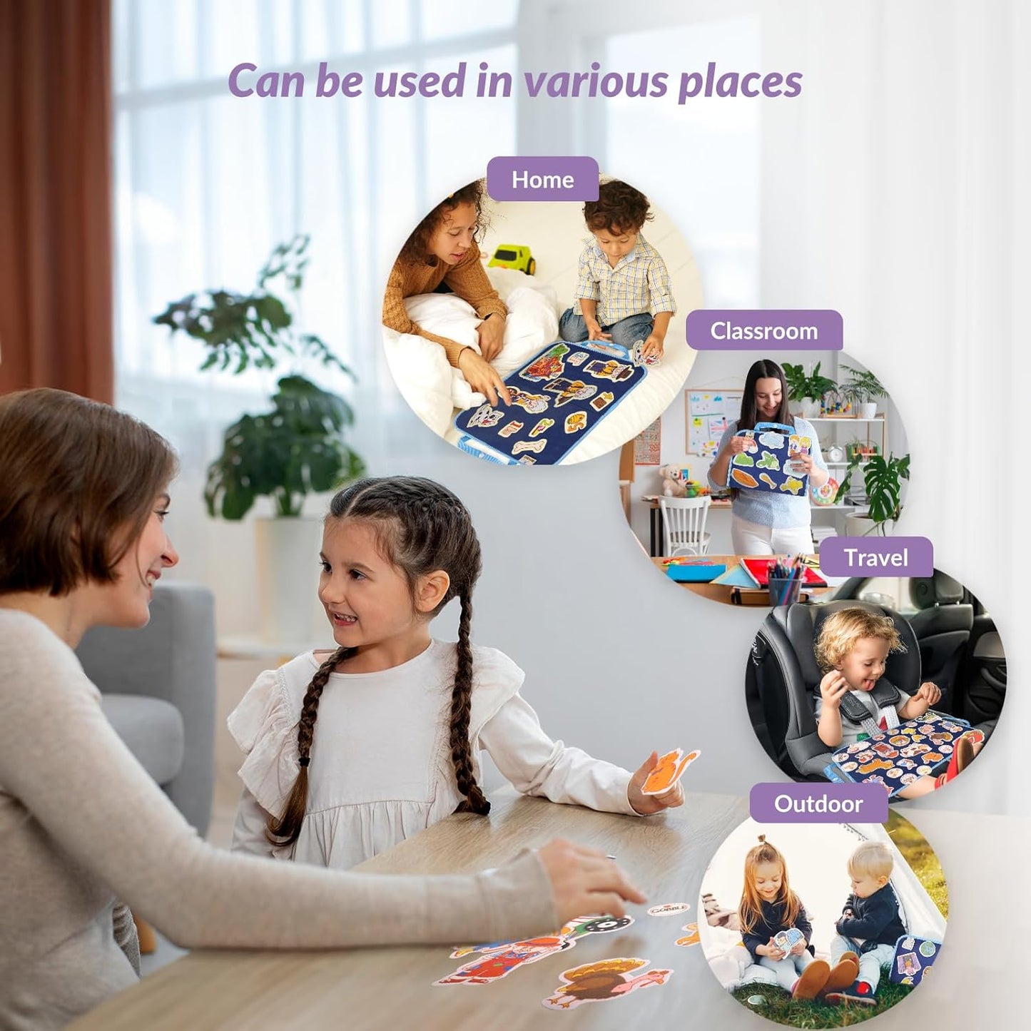 CHEFAN Felt/Flannel Board Story Set of 4, PRECUT Felt Pieces for Preschool Toddlers Circle Time,Old McDonald Had a Farm, This Old Man, Twinkle Twinkle Little Star, Row Row Row Your Boat