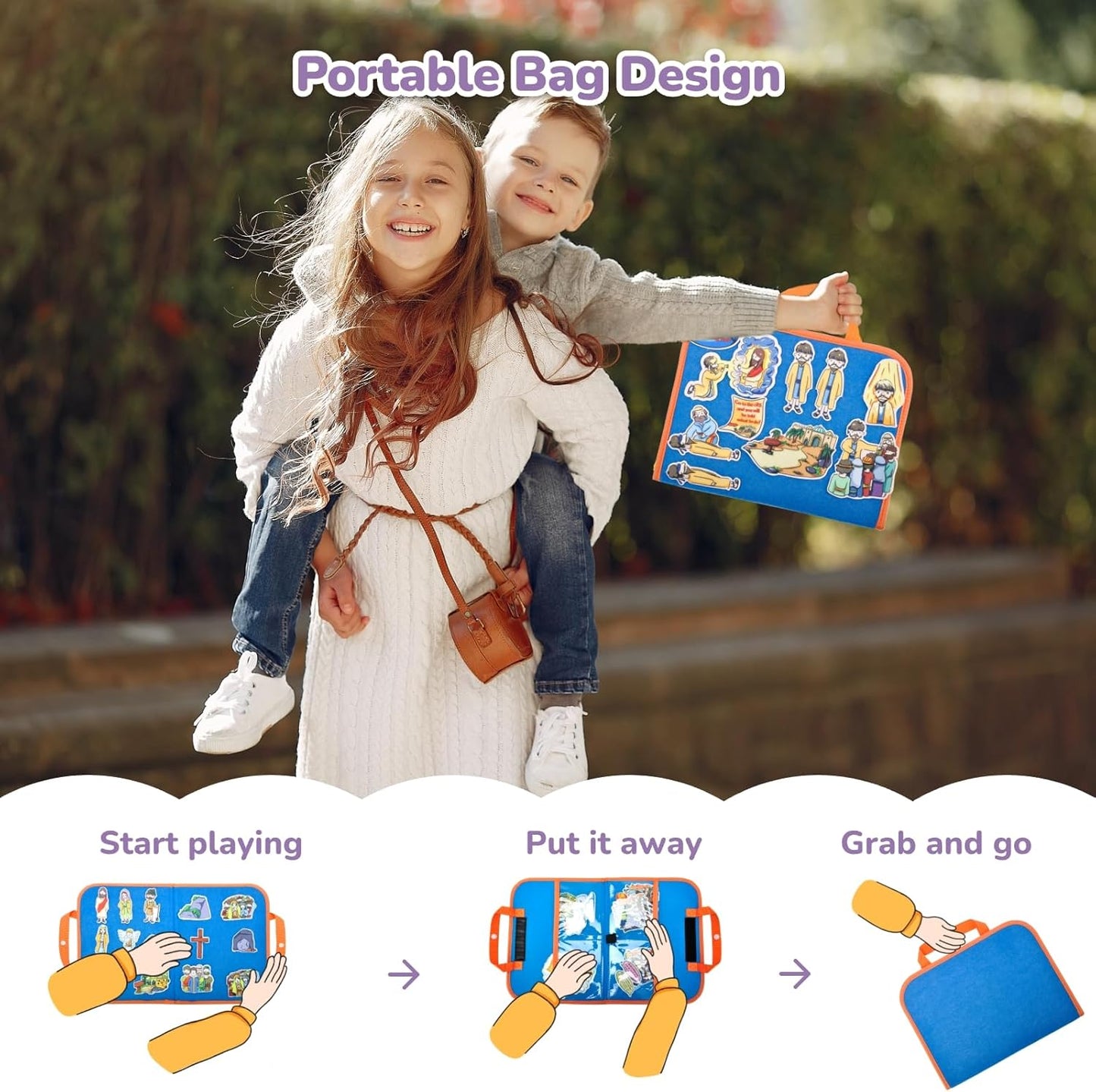 CHEFAN 4 Pack Felt Board Bible Stories Set, Flannel Board Stories, Nativity Flannel Graph Bible Toy for Kids, Include Jesus Resurrection, Ascension and Pentecost, Paul's Conversion, Prophet Isaiah