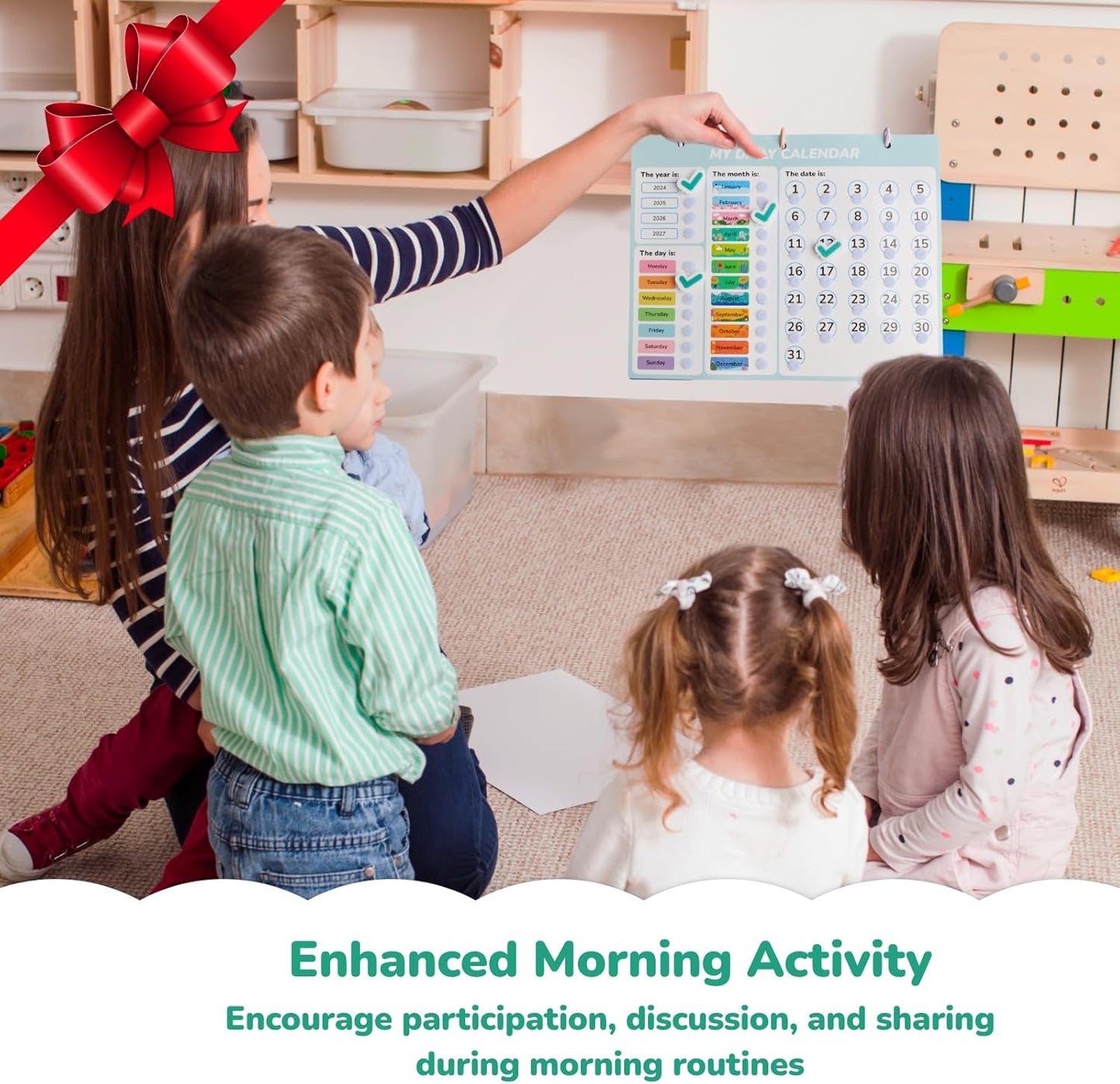 CHEFAN Kids Calendar for Learning,My First Daily Calendar for Kids,All About Today Board,Days of The Week Calendar for Kids,Preschool Classroom Calendar Circle Time Calendar-Today, Monthly and Weather