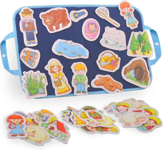 CHEFAN Felt/Flannel Board Story Set of 4, PRECUT Felt Pieces for Preschool Toddlers Circle Time,We are Going On A Bear Hunt, Mary Had A Little Lamb, Little Bo-Peep, Little Boy Blue