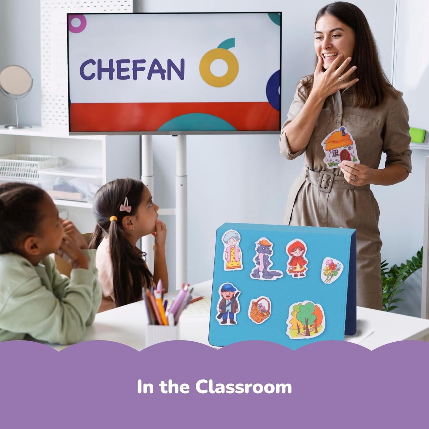 CHEFAN 16 Pack Felt Board Stories Set,Flannel Board Stories with a Felt Storage Binder for Preschool Activities,Included 5 Little Ducks,Wheels On Bus,Three Little Pigs and Little Red Riding Hood