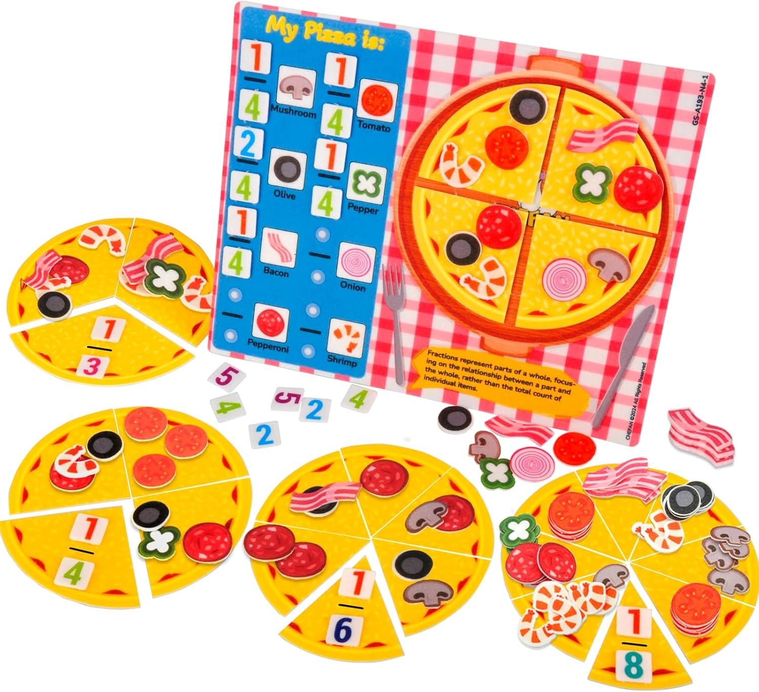 CHEFAN Fraction Tiles & Circles Activity Set, Fraction Educational Puzzle for Kids, Math Manipulatives for Elementary School Classroom Educational Kit