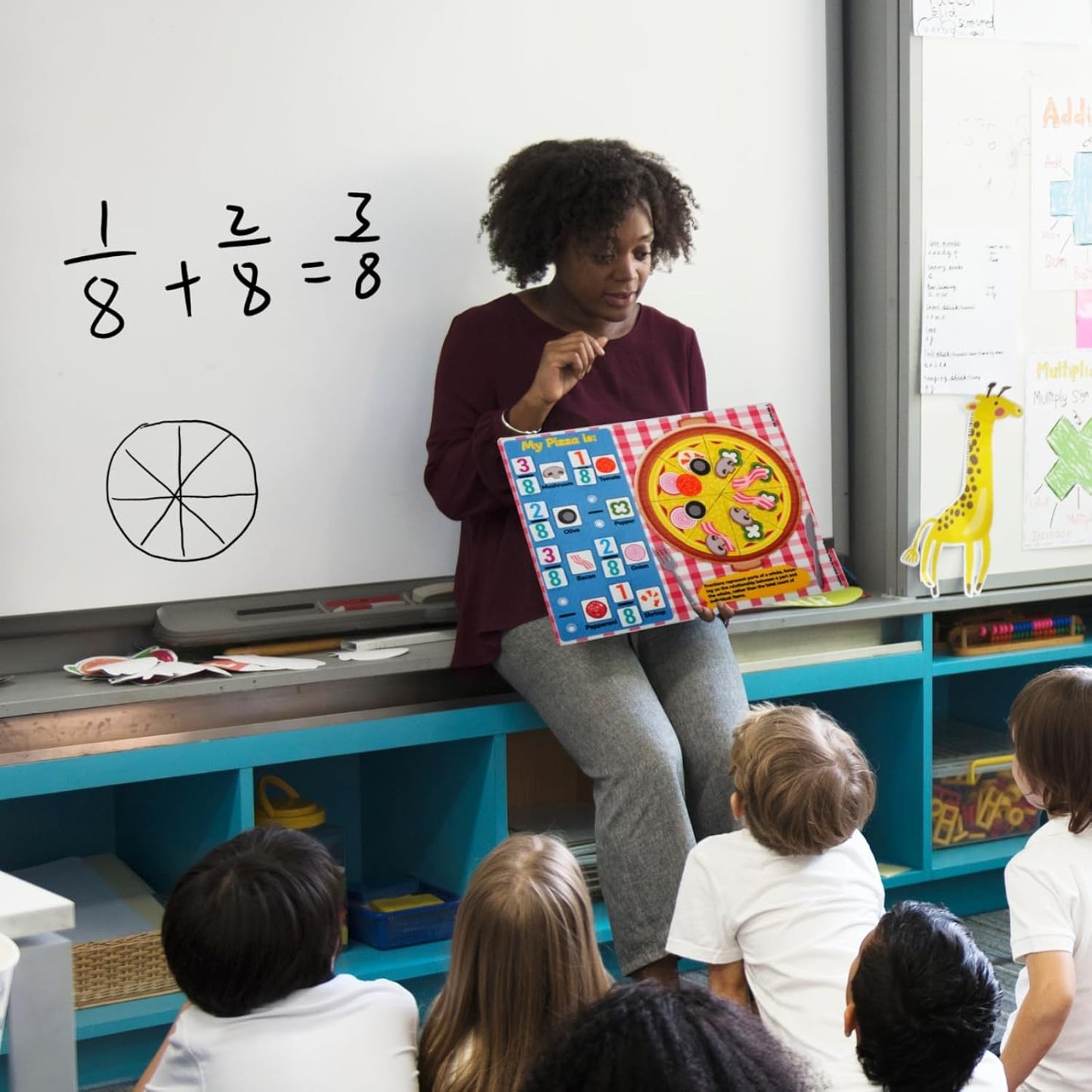 CHEFAN Fraction Tiles & Circles Activity Set, Fraction Educational Puzzle for Kids, Math Manipulatives for Elementary School Classroom Educational Kit