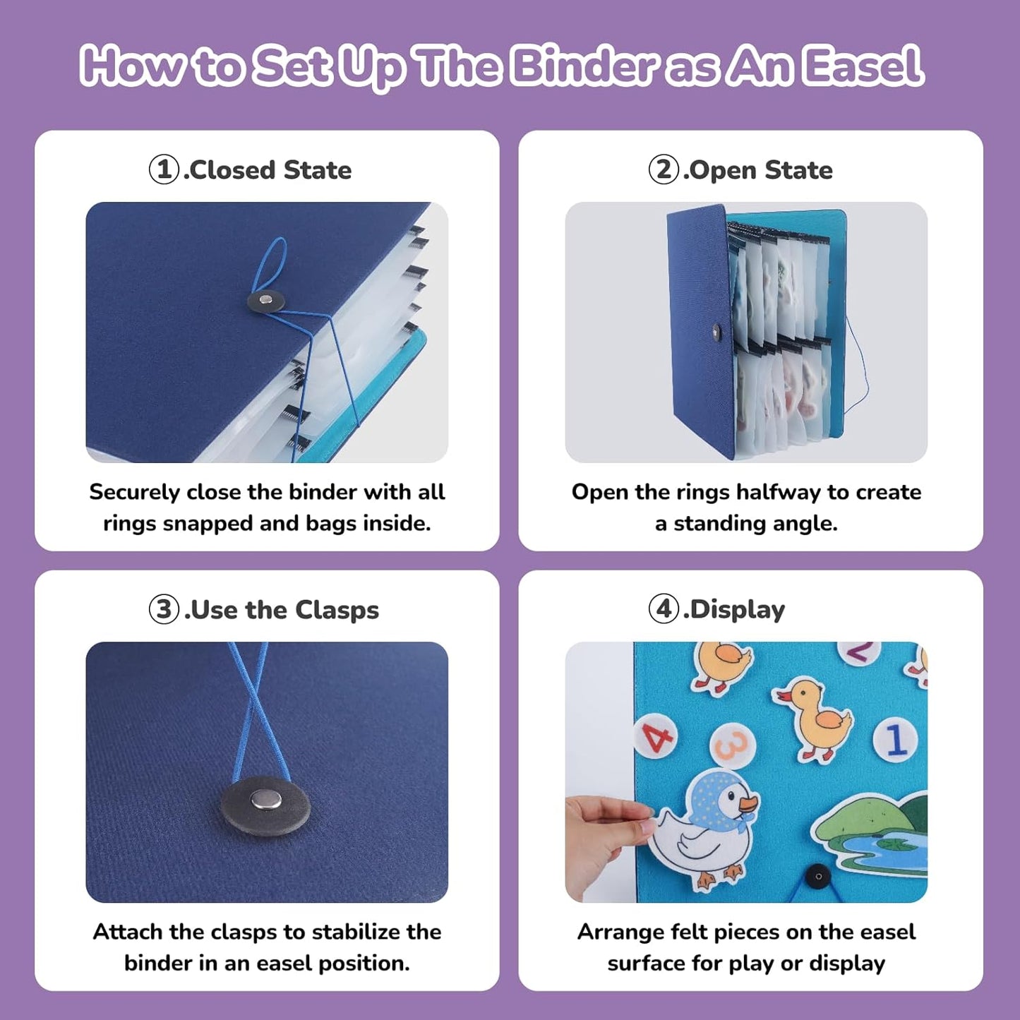 CHEFAN 16 Pack Felt Board Stories Set,Flannel Board Stories with a Felt Storage Binder for Preschool Activities,Included 5 Little Ducks,Wheels On Bus,Three Little Pigs and Little Red Riding Hood