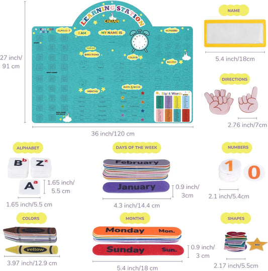 CHEFAN Alphabets Letters and Numbers Felt Board Pieces, 36 * 27 inches, Toddlers ABC Learning Toys, Uppercase Lowercase, Classroom Educational Learning Play Kit Wall Hanging Gift for 3 Years +