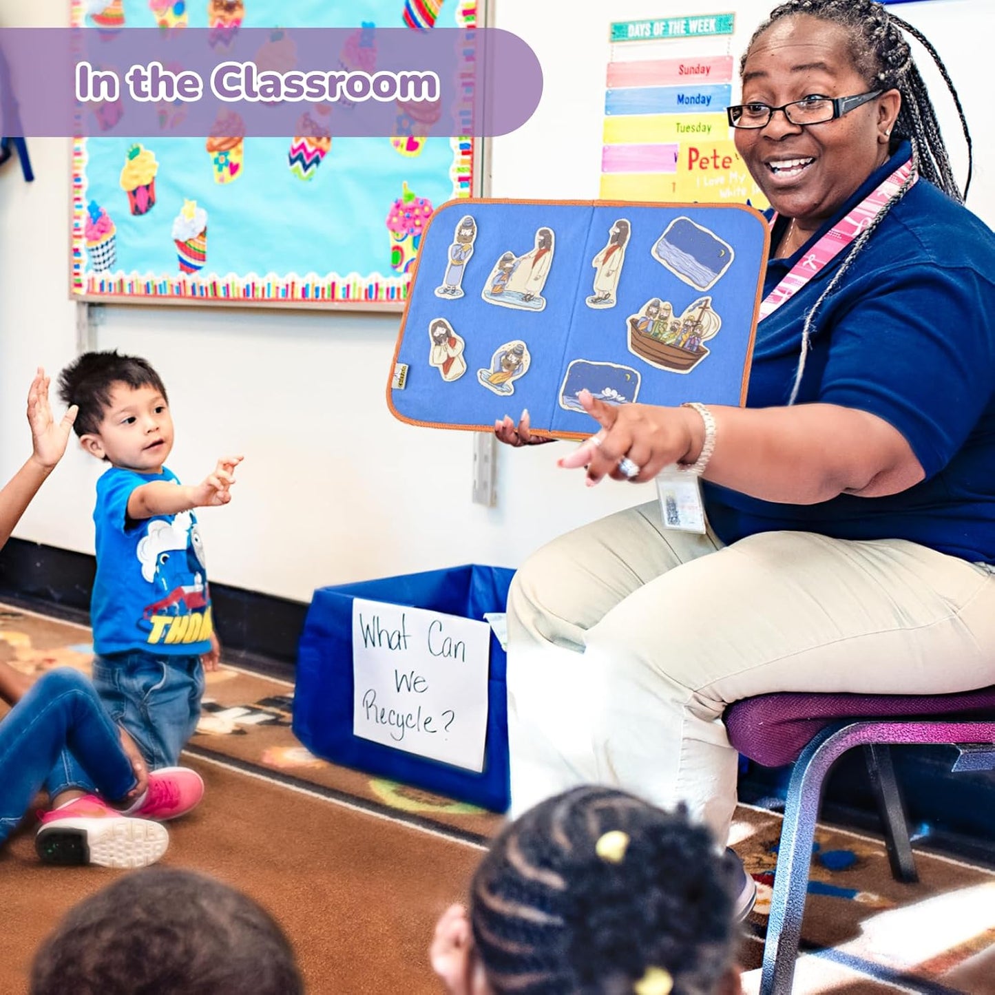 CHEFAN Felt/Flannel Board Story Set of 4, PRECUT Felt Pieces for Preschool Toddlers Circle Time,Bible Story,Feeding The 5000, Nicodemus, Jesus Walking on The Water, The Lost Coin