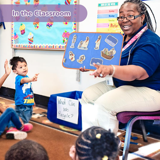 CHEFAN Felt/Flannel Board Story Set of 4, PRECUT Felt Pieces for Preschool Toddlers Circle Time,Bible Story,Feeding The 5000, Nicodemus, Jesus Walking on The Water, The Lost Coin