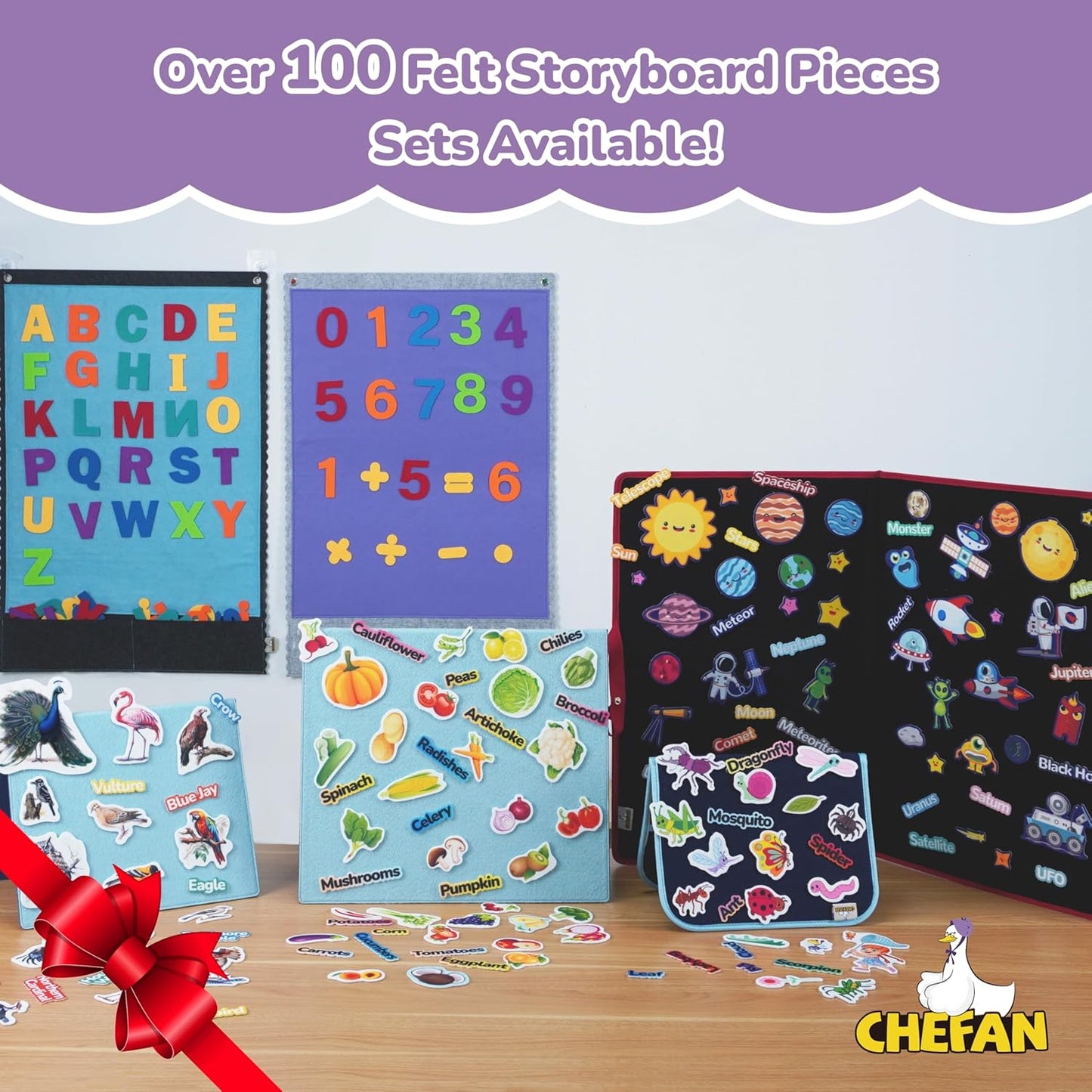 CHEFAN Felt Letters Alphabet for Kids, Felt Board Letter Pieces, Flannel Board Pieces, Precut Felt Story Pieces, 104 Pieces ABC Upper Lowercase Letters for Preschool Homeschool Learning