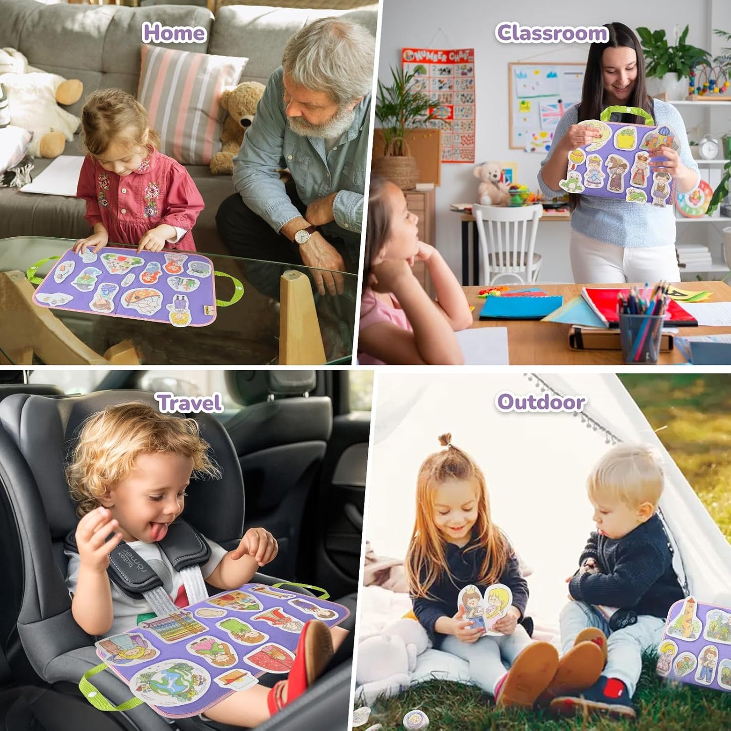 CHEFAN Felt/Flannel Board Story Set of 4, PRECUT Felt Pieces for Preschool Toddlers Circle Time, The Mermaid Story, The Princess and The Pea, Princess and The Frog, Rapunzel