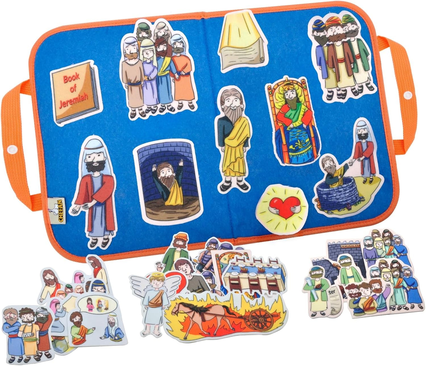 CHEFAN 4 Pack Felt Board Bible Stories Set, Flannel Board Stories,Precut Christian Flannel Graph Bible Toys for Kids, Include Prophet Jeremiah, Elisha and The Syrians, Nehemiah, Jesus Heals The Sick