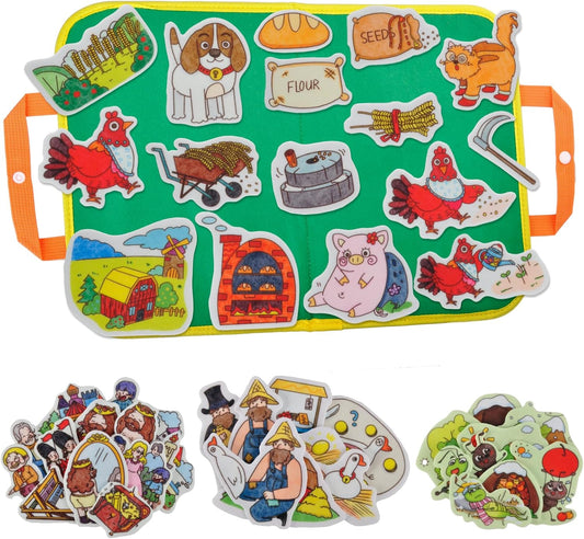 CHEFAN Felt Board for Toddlers,4 Sets Flannel Board Stories for Preschool Activity,Little Red Hen,The Ant and The Grasshopper,The Goose That Laid The Golden Egg and The Emperor's New Clothes